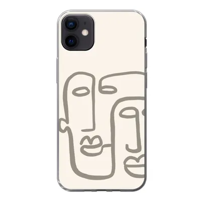 Produktbild von MuchoWow® Handyhülle Schutzhülle Hülle für iPhone 12 mini Gesicht - Abstrakt - Strichzeichnung Silikon Softcase Handy Hülle - Bild