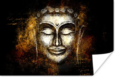 Produktbild von MuchoWow® Poster Buddha - Gesicht - Gold 60x40 cm - Schlafzimmerdekoration