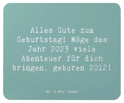 Produktbild von Mr. & Mrs. Panda Mousepad Spruch 2012 Geburtstag - Meeresbrise - Geschenk, Happy Birthday, Geburtstagsgeschenk, Glückwunsch, Mouse Pad, computer mauspad, Jahrgang, feiern