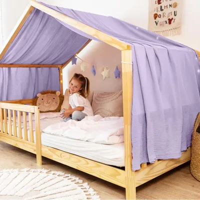 Produktbild von Himmel für Hausbett aus Musselin - Länge 320, 360 oder 420 cm