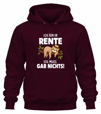Immagine prodotto di Felpa con cappuccio "Sono in pensione, non devo fare niente", sarcasmo, colore bordeaux, taglia 3XL