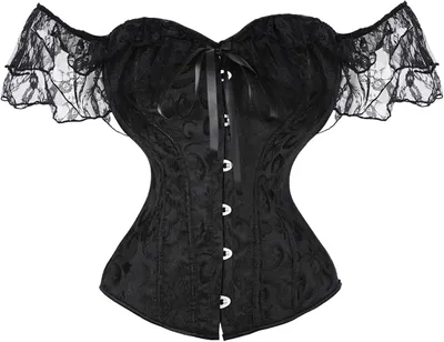 Imagen del producto de Corsé con mangas de encaje, estampado floral vintage, top tipo corpiño para mujer, talla S, ideal para ocasiones especiales