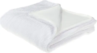 Produktbild von BELIANI Kuscheldecke Weiß Polyester 200 x 220 cm Modern Skandinavisch Schlafzimmer Wohnzimmer Accessoire Deko Überwurf Wohndecke Sofadecke Tagesdecke