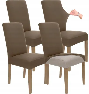 Produktbild von Stuhlhusse 4er Pack - Braun - Universal - Stretch - Bezug für Stühle - Elasthan