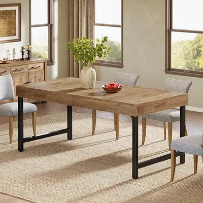 Immagine prodotto di Tavolo da pranzo in stile rustico per 4-6 persone, tavolo da pranzo rettangolare da 140 cm, tavolo da cucina industriale con gambe in metallo robuste, ideale per la casa, la sala da pranzo o piccoli spazi (colore marrone rustico)