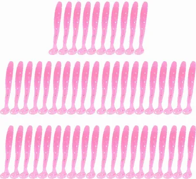 Zdjęcie produktu dla 50PCS 5cm Miękkie plastikowe przynęty wędkarskie T tail Grub Worm Baits Fish Tackle Accessory Pink