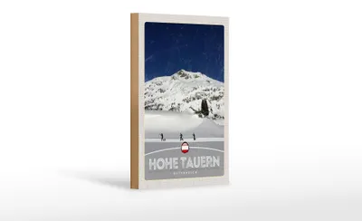 Produktbild von Holzschild Reise 12x18 cm Hohe Tauern Skitour Wanderung Schnee