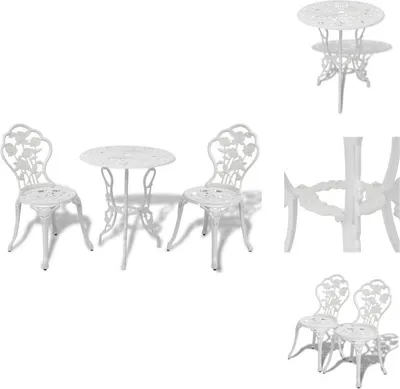 Produktbild von vidaXL 3-tlg. Bistro-Set Aluminiumguss Weiß - Gartenmöbel-Sets