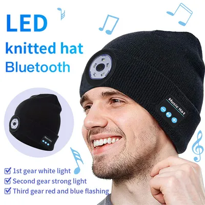 Produktbild von Bluetooth Beanie mit Licht, Musikalische Strickmütze, LED Beanie mit Bluetooth für Männer Frauen, Geschenke