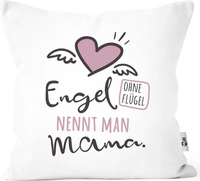 Produktbild von Kissenbezug Engel ohne Flügel nennt man Mama Geschenk Muttertag Vatertag Weihnachten Geburtstag Moonworks® weiß unisize