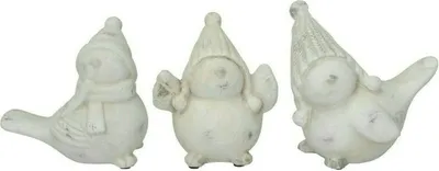 Produktbild von Vogel m.Mütze Zement creme 3erSet H15cm Gartenfigur Herbstdeko Figur Herbst