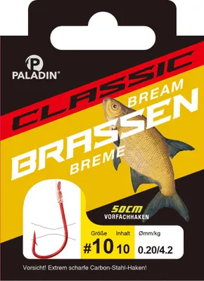 Produktbild von Paladin Brassenhaken gebunden Größe 6 50 cm 10 Stück rot
