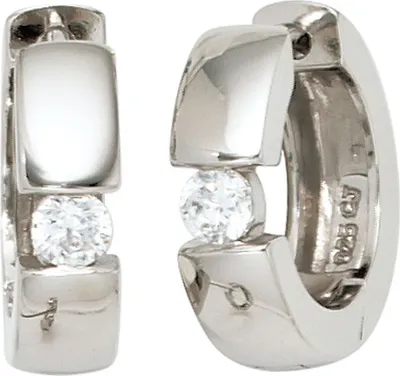 Produktbild von Creolen Creole Ohrringe 16.5mm Zirkonia 925 Silber Klappmechanik Damen