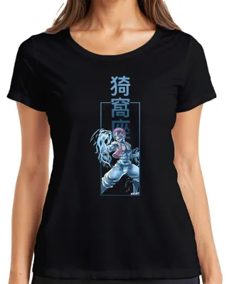 Produktbild von Akaza Dämonenkrieger Anime Kampfkunst Blaue Streifen Japan Y2K Damen T-Shirt, Schwarz, S