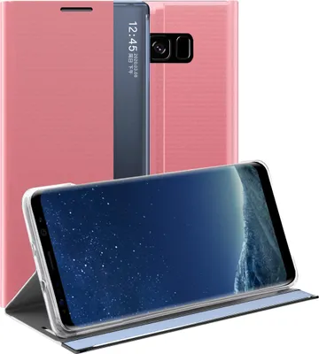 Produktbild von Galaxy S8 Hülle, LaimTop Slim Flip Leder Smart View Window Klappetui Schutzhülle mit Standfunktion für Samsung Galaxy S8 Rosa