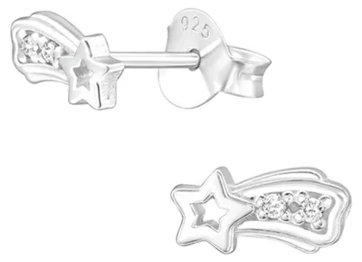Produktbild von Kinder Ohrstecker: Mädchen Ohrringe 925 Silber „Sternschnuppe“