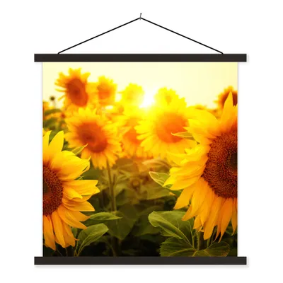 Produktbild von MuchoWow® Textilposter Sonnenblume - Gelb - Blumen - Sonne 60x60 cm mit schwarzem Rahmen - Posteraufhänger