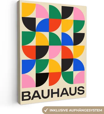 Produktbild von MuchoWow® - Leinwandbilder - Bauhaus - Abstrakt - Vintage - Farbenfroh - Kunst, Wandbild, Wanddeko Bilder Wohnzimmer, 30x40cm