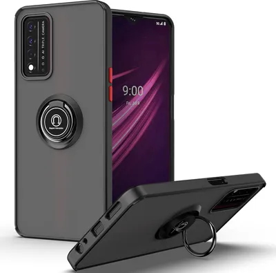 Produktbild von T-Mobile REVVL V+ 5G Hülle, Ring Halter Ständer Matte Transluzent TPU Rahmen Stoßfest Schutzhülle für T-Mobile REVVL V+ 5G Dunkelgrau