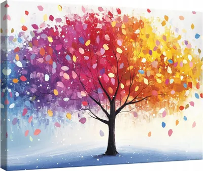 Produktbild von Leinwand Bilder Wandbilder Abstrakt Baum Bunt 120x80 cm XXL Modern Leinwandbild Leinwandbilder Wohnzimmer Schlafzimmer