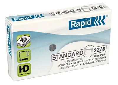 Produktbild von Rapid 23/8, 23/8, 8 mm, 1000 Heftklammern, 23/8, Galvanisiertes Metall, Metallisch
