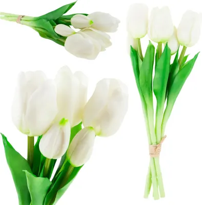 Immagine prodotto di Bouquet di tulipani in gomma gommata come la vita realistica bianca