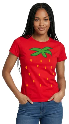 Produktbild von Spreadshirt Erdbeere Früchte Kostümersatz Karneval Fasching Frauen T-Shirt, XXL, Rot