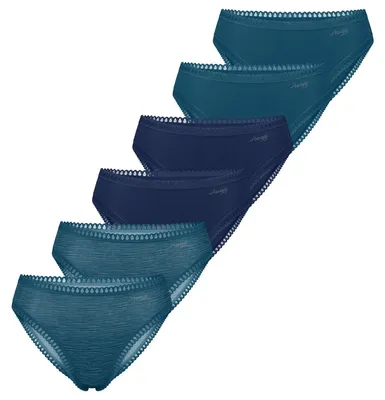 Produktbild von sloggi 6er Pack GO Crush Slip Komfortabel und atmungsaktiv, Zierborte an den Säumen, Im praktischen Mehrfachpack blau S
