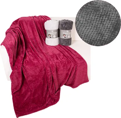 Productafbeelding van Jacquard fleece deken, woondeken, knuffeldeken, 155x200 cm, diverse kleuren, kleur: donkergrijs