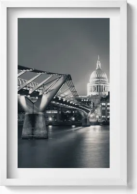 Produktbild von Schwarz-weiße Stadtlandschaft– Wandbild mit Rahmen – Gerahmtes Bild  – Wanddekoration – 40x60 cm – Weiß