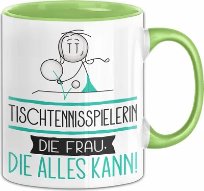 Produktbild von Tischtennisspielerin Geschenk Tasse Becher Die Frau Die Allen Kann Geschenkidee für eine Tischtennisspielerin Lustig (Grün)