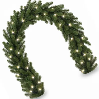Produktbild von NYVI Weihnachtsgirlande Xmas Premium 270 cm mit LED Beleuchtung - Künstliche Voll-PE Spritzguss Girlande - Naturgetreu - Dekogirlande für Weihnachten - Weihnachtsdeko - B1 Schwer Enflammbar