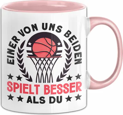 Produktbild von Basketball Tasse Geschenk Spruch Für Tennis-Spieler Einer Von Uns Beiden Spielt Besser Als Du Becher (Rosa)