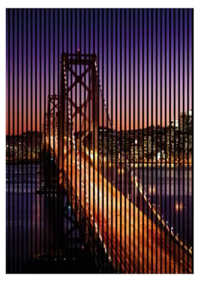 Produktbild von Akustikpaneele mit Digitaldruck San Francisco01 19 x 1693 x 2400 mm San Francisco Golden Gate Bridge MDF PET-Fasern Wandpaneele Lila Orange 3 Einzelplatten