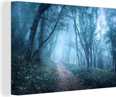 Produktbild von OneMillionCanvasses® - Leinwandbilder - 140x90 cm, Bäume - Natur - Nebel, Wandbilder Kunstdruck Wanddekoration - Foto auf Leinwand - Gemälde auf Holzrahmen