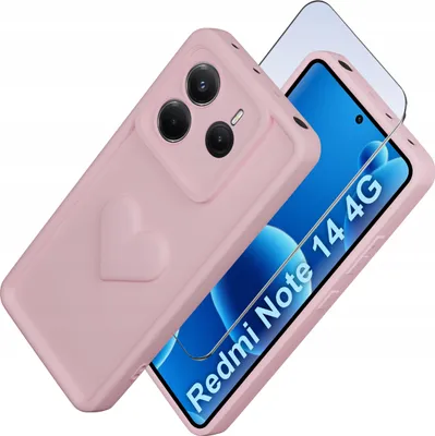 Zdjęcie produktu dla Etui do Xiaomi Redmi Note 14 4G silikonowe MATOWE serce + Szkło 9H