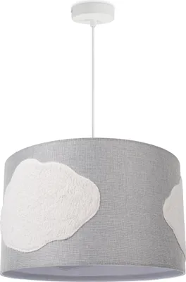 Produktbild von LED Pendellampe Hängeleuchte Kinderzimmer Babyzimmer Wolken Stoff Grau Rund E27 Leuchten Farbe / Größe Weiß (Ø45.5cm)