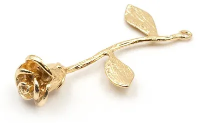 Produktbild von Vintageparts Anhänger Rose Messing 18k Gold 37 x 17 mm, 1 Stück
