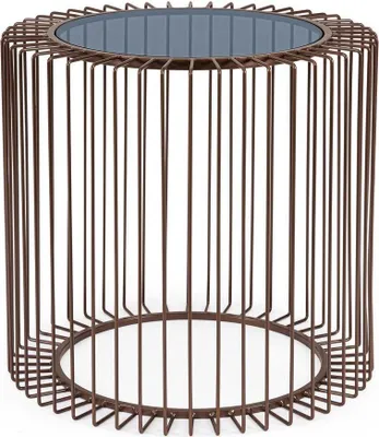 Couchtisch Kieran 50 x 50 x 48 cm Stahl Glas Braun_Natur24