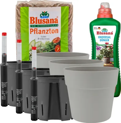 Produktbild von LENI Hydrokultur Komplett-Set mit Blumentopf Kulturtopf Wasserstandsanzeiger und Zubehör Hydrokultursystem Outdoor Indoor