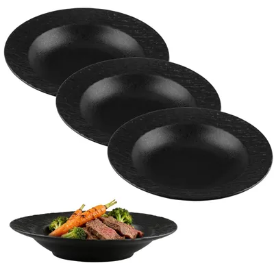 Image de Omgoods - Ensemble de 4 assiettes creuses en porcelaine noire