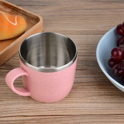 Zdjęcie produktu dla Kubek ze słomką ze stali nierdzewnej Kolby Woda Kawa Sok Mleko Kubek (różowy)