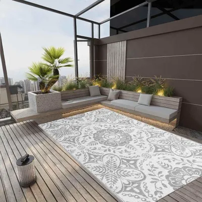 Produktbild von Outdoor-Teppich ARAKIL in Hellgrau, 190 x 290 cm, aus PP, Heim und Garten, Rasen und Garten, Garten und Balkon, Gartenteppiche und Picknickdecken, Grau, 2.53 kg