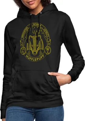 Produktbild von Spreadshirt Harry Potter Hufflepuff Dachs Wappen Frauen Hoodie, XXL, Schwarz