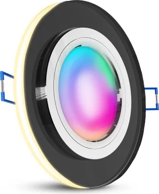 Produktbild von SSC-LUXon YAPU Glas Einbauspot flach mit LED Ring in schwarz spiegelnd - Einbaulampe mit WLAN LED Lampe Smart RGB CCT dimmbar