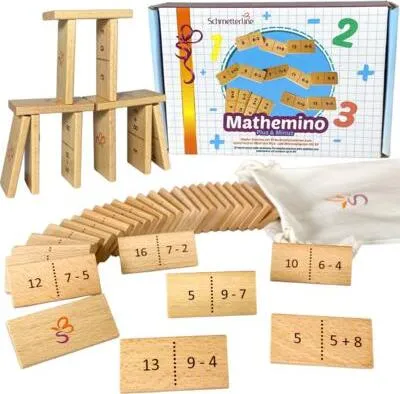 Image de Schmetterline Domino de maths en bois Plus/Moins 37T