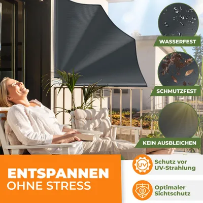 Produktbild von KESSER® Balkonfächer klappbar mit Wandhalterung | 140x140cm |  Sichtschutz Balkon Windschutz |  Balkonsichtschutz |  Seitenmarkise |  witterungsbeständig | inkl. Montagematerial |