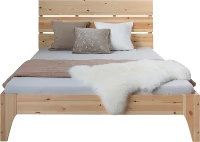 Produktbild von Homestyle4u Holzbett 140x200 mit Lattenrost Massivholzbett Natur Doppelbett