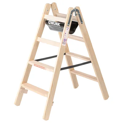 Produktbild von MUNK Stehleiter Holz 33808 beidseitig 2x4Stufen