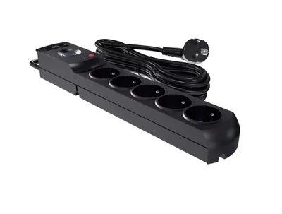 Immagine prodotto di Limitatore di sovratensione professionale 5 prese 2xUSB 1,5m 10A 230V 2300W nero W-100043